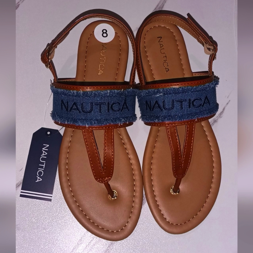 New Nautica Women's sandals with denim size 8.